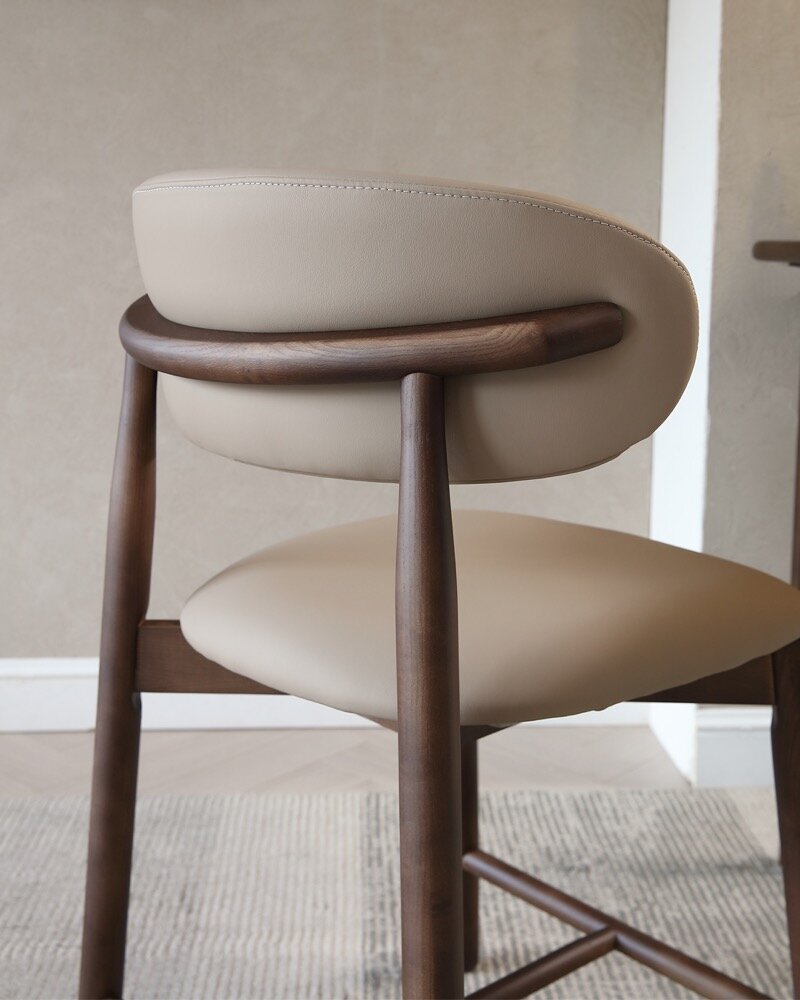 The Lucia Plus backrest and its rail, seen from behind